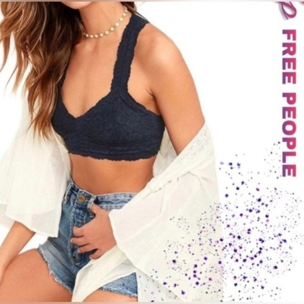 THREE (3) Intimately Free People Women's Galloon Lace Racerback Bralettes, XS